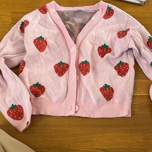 Old Navy Pink Strawberry Print Sweater